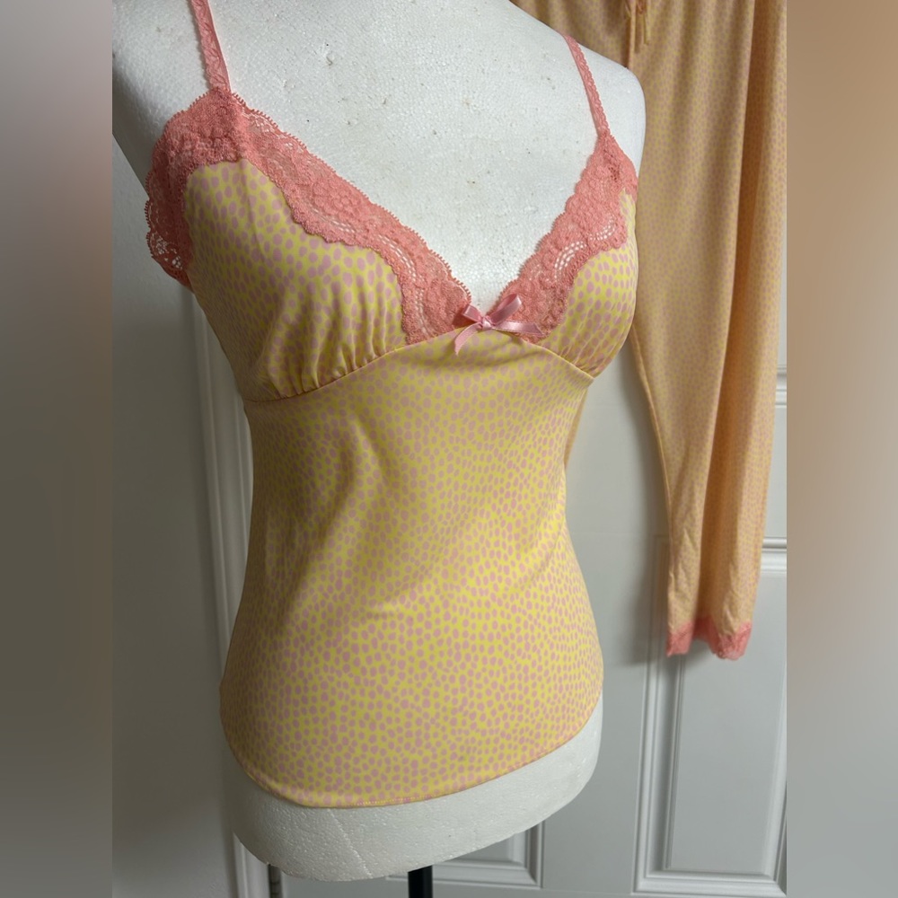 Josie NATORI Pink & Yellow 2 Piece Cami Sleep Set Small